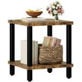 thumbnail image 1 of Large End Table Square Side Table Modern Sofa Table 20 Inch Industrial Coffee Table NightStand with 2-Tier Storage Shelf for Living Room Bedroom Rustic Brown MLBZ06R, 1 of 9