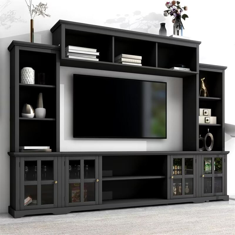 Large Entertainment Wall Unit with Bridge, Modern TV Console Table for ...