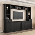 thumbnail image 1 of Large Entertainment Wall Unit Set with Bridge for TVs Up to 75'', Ample Storage Space TV Stand with Adjustable Shelves, Modern TV Console Table for Living Room, Black, 1 of 7