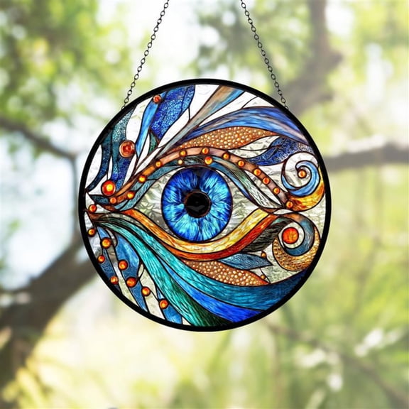 Large Evil Eye Glass Suncatcher, Amulet Talisman Luck Charm, 7.9 in