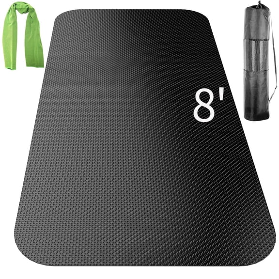 Large Exercise Mat – Non-Slip Gym Flooring for Treadmill, Bike, Weightlifting, Jump Rope with Storage Bag