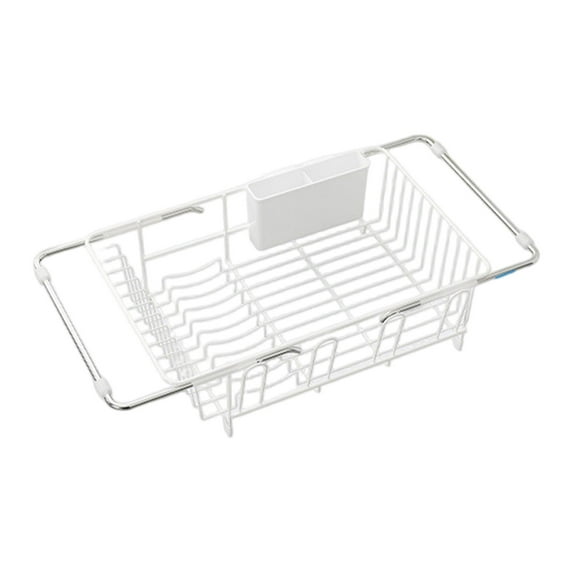 Large Expandable Dish Drying Rack with Removable Utensil Silverware Holder,Deep Large Dish Rack Over The Sink in Sink on Counter,Dish Drainers Stainless Steel