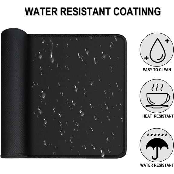 Large Extended Gaming Mouse Pad, 31.5" x15.7" Large Desk Mat with Superior Micro-Weave Cloth, Water Resist Keyboard Mousepad with Non-Slip Base, Laptop Desk Pad for Office Home Gaming, Black