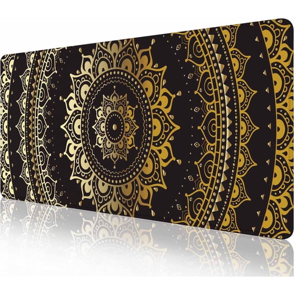 Large Extended Gaming Mouse Pad with Stitched Edges, Non-Slip Waterproof Rubber Base Mouse Pad for Office, Computer, Keyboard, Laptop and Home Desk Pad 31.5X11.8 Inch Mandala Pattern