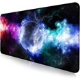 thumbnail image 1 of Large Extended Gaming Mouse Pad with Stitched Edges, Non-Slip Waterproof Rubber Base Mouse Pad for Office, Computer, Keyboard, Laptop and Home Desk Pad 35.4 x 15.7 x 0.12 Inch (Nebula Starry Sky), 1 of 6