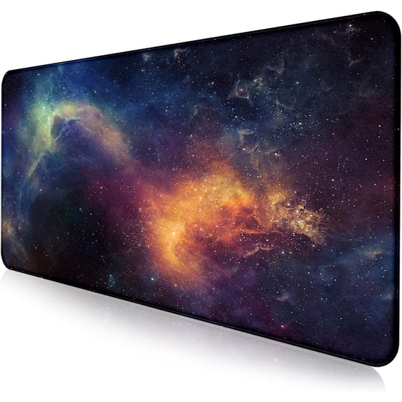 Large Extended Gaming Mouse Pad with Stitched Edges, Non-Slip Waterproof Rubber Base Mouse Pad for Office, Computer, Keyboard, Laptop and Home Desk Pad 35.4 x 15.7 x 0.12 Inch (Starry Sky)