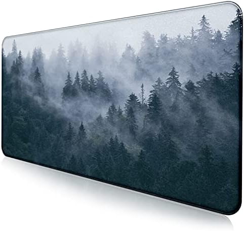Large Extended Gaming Mouse Pad with Stitched Edges, Non-Slip Waterproof Rubber Base Mouse Pad for Office, Computer, Keyboard, Laptop and Home Desk Pad 35.4 x 15.7 x 0.12 Inch (Grey Forest)
