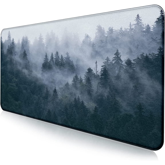 Large Extended Gaming Mouse Pad with Stitched Edges, Non-Slip Waterproof Rubber Base Mouse Pad for Office, Computer, Keyboard, Laptop and Home Desk Pad 35.4 x 15.7 x 0.12 Inch (Grey Forest)
