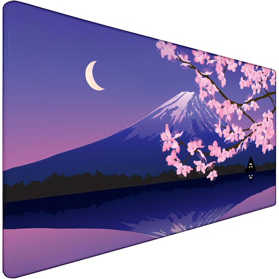 Large Extended Gaming Mouse Pad with Stitched Edges, Non-Slip Waterproof Rubber Base Mouse Pad for Office, Computer, Laptop and Home Mousepad 31.5 x 15.7 Inch, Janpanese Sakura