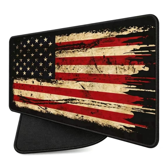 Large Extended Gaming Mouse Pad with Stitched Edges, Non-Slip Waterproof Rubber Base, Computer Keyboard Desk Mat for Office, American Antique Flag