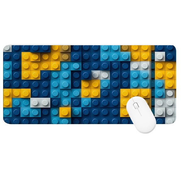 Large Extended Mouse Pad 31.5 x 11.8 Inch, Block Wall Gaming Desk Mat with Non-Slip Rubber Base, Stitched Edges