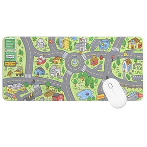 Large Extended Mouse Pad 31.5 x 11.8 Inch, City Map Gaming Desk Mat with Non-Slip Rubber Base, Stitched Edges
