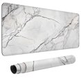 thumbnail image 1 of Large Extended Mouse Pad 35.4 x 15.7 Inch, White Marble Gaming Desk Mat with Non-Slip Rubber Base, Stitched Edges, 1 of 7