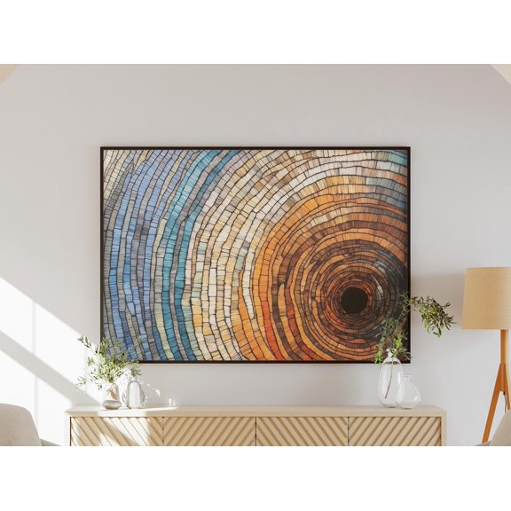 Large Extra Horizontal Minimalist Tree Ring Modern Japandi Statement Zen Inspired Wall Art Poster , Poster Print Only