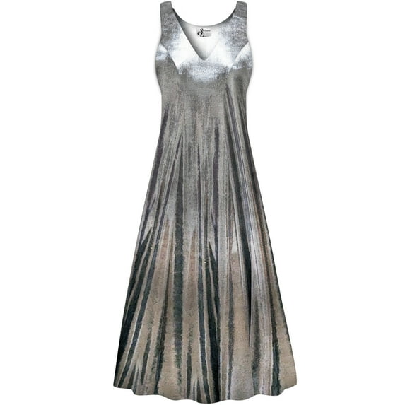 Large Extra Tall Womens Dress Silver Metallic Sleeveless Low V-Neck Princess Cut