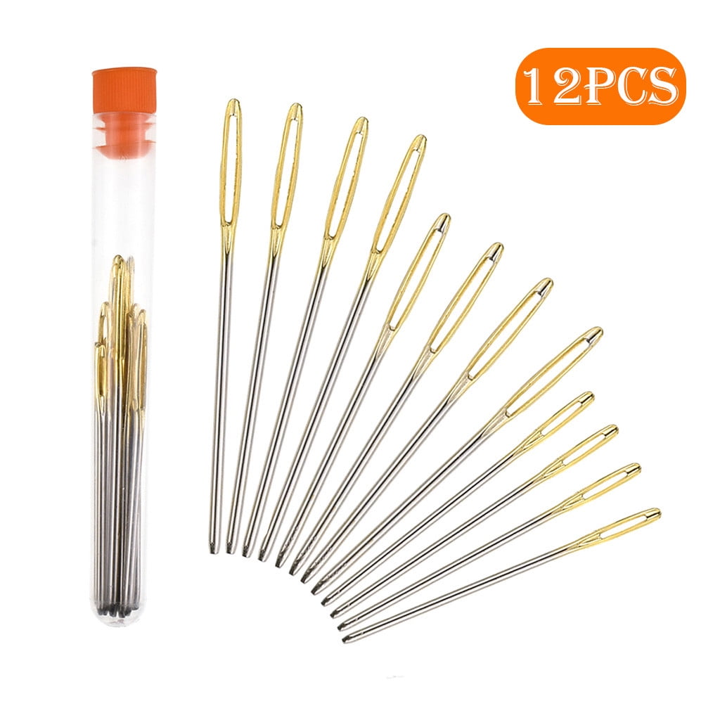 Large Eye Blunt Needles 12 Piece Stainless Steel Yarn Knitting Sewing