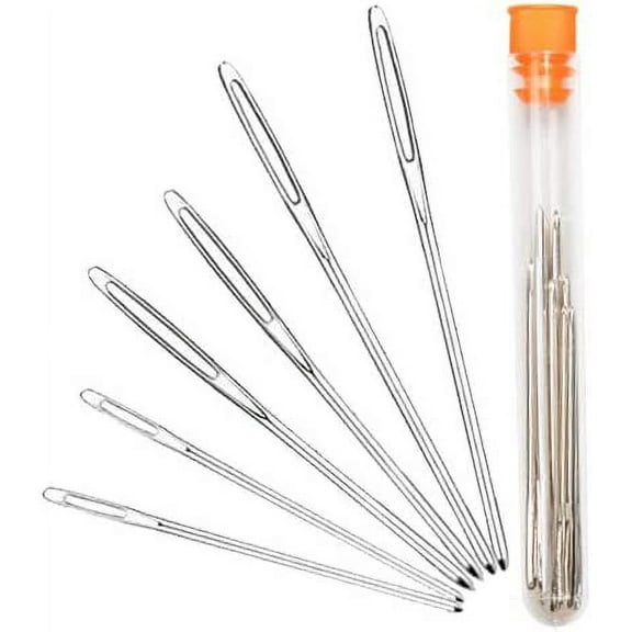Large-Eye Blunt Needles, 6 Piece Pro Quality Stainless Steel Yarn Knitting Needles, Sewing Needles, Crafting Knitting Weaving Stringing Needles (6 Pieces)