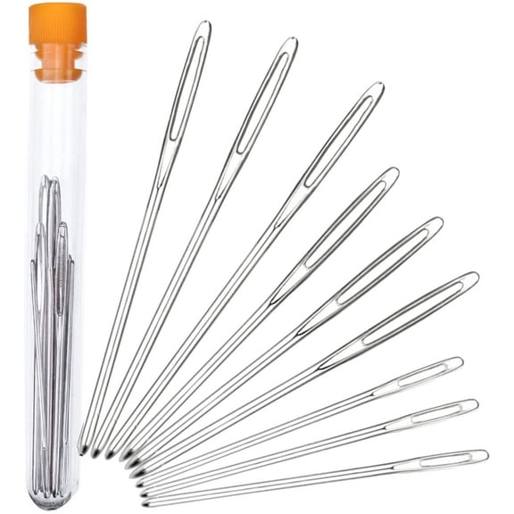 Large-Eye Blunt Needles Set of 9, Stainless Steel Yarn Knitting Sewing Needles