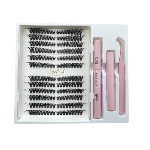 Large-Eye DIY False Eyelashes, Segmented Individual Clusters, 50P Hot-Melt Lash Extensions Kit