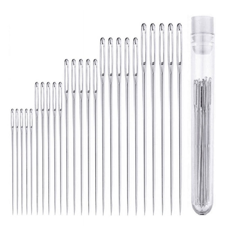 25/50 PCS Premium Large Eye Large gage Needles for Hand Sewing with 2  Needle Threaders, Assorted Sizes, Embroidery Needles for Hand Sewing, Big  Eye