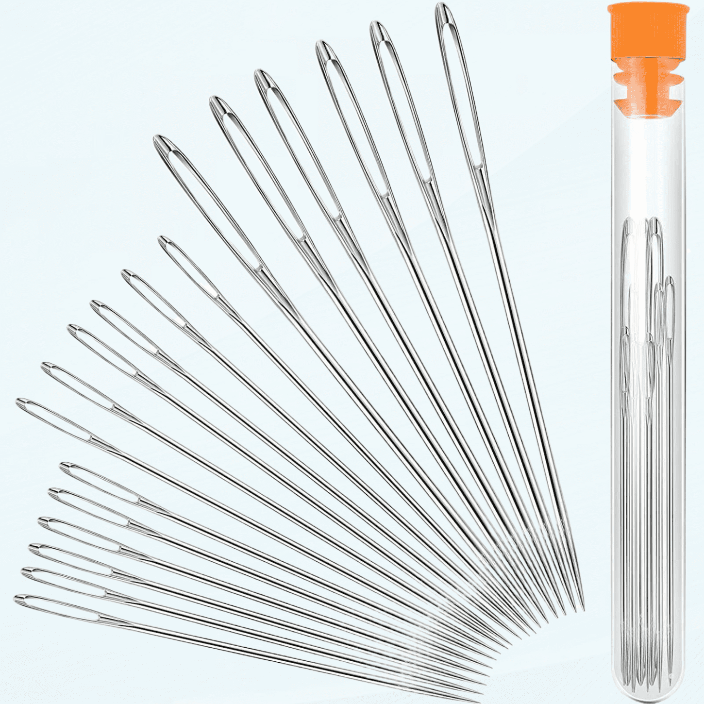 Large-Eye Needles Steel Yarn Knitting Needles Sewing Needles Darning Needle, 9 Pieces (Pointed)