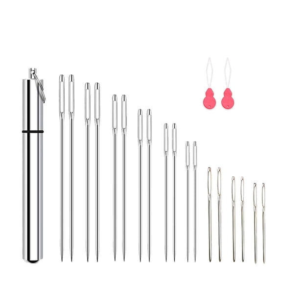 Large Eye Sewing Needles Leather Embroidery Thread Needle Tapestry Needles 12 Sharp and 6 Blunt Needles for Knitting Darning Weaving and DIY Crafts