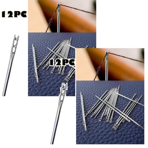 Large Eye Sharp Needles, Self Threading Needles for Hand Sewing, Easy to Thread Big Eye Sewing Needles, Embroidery Needles Blind Needles in 3 Sizes 1.38/1.5/1.65 in for DIY Embroidery Sewing, 2 Set