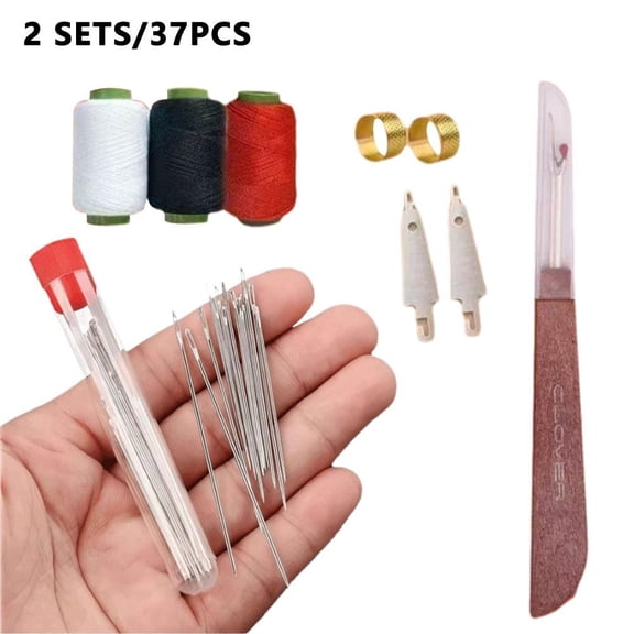 Large-Eye Steel Needles, 74-Piece Set with Thread & Tools, Easy Threading for Impaired Vision, Complete Kit for Hand Sewing and Embroidery Projects