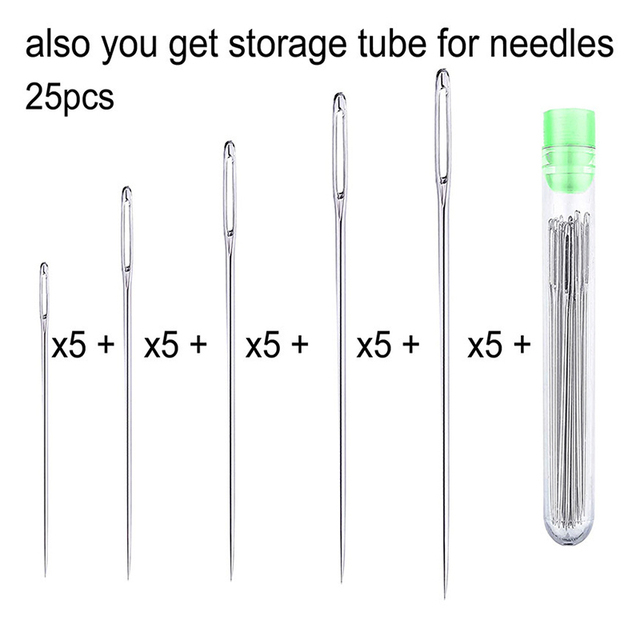 Large Eye Stitching Needles Sewing Handmade Leather Needle Steel Yarn