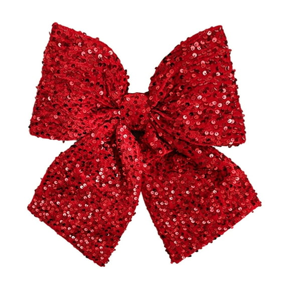 Large Fabric Christmas Bow with Glitter & Sequins, Velvet Tree Topper or Hanging Ornament, Holiday Decoration for Tree, Wedding, Gift Box