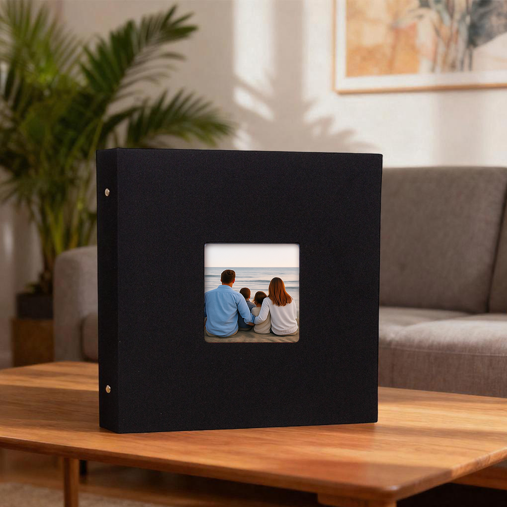 Large Fabric Photo Album with Window Cover, 40-Page Scrapbook Binder for Family Pictures, Wedding Baby Travel Memory Book, DIY Refillable Hardcover Photo Organizer