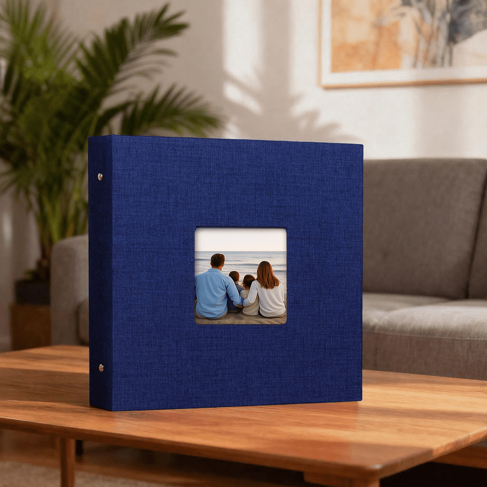 Large Fabric Photo Album with Window Cover, 40-Page Scrapbook Binder for Family Pictures, Wedding Baby Travel Memory Book, DIY Refillable Hardcover Photo Organizer
