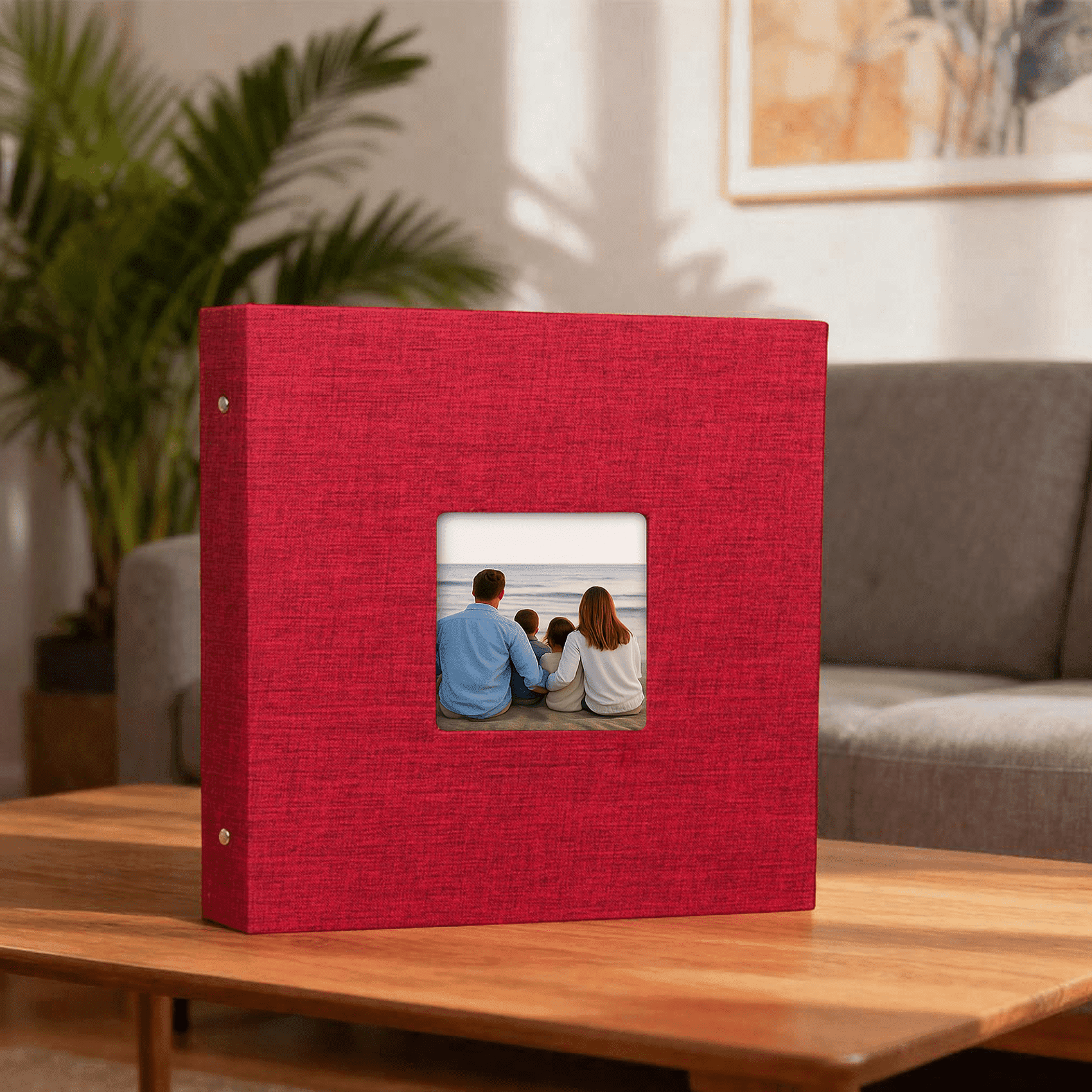 Large Fabric Photo Album with Window Cover, 40-Page Scrapbook Binder for Family Pictures, Wedding Baby Travel Memory Book, DIY Refillable Hardcover Photo Organizer