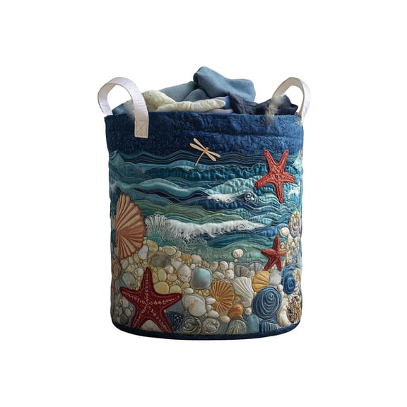 Large Fabric Storage Basket with Sheep and Floral Print Quilted Design Soft Sided Organizer with Handles for Home Use Laundry Room Nursery Toy Room