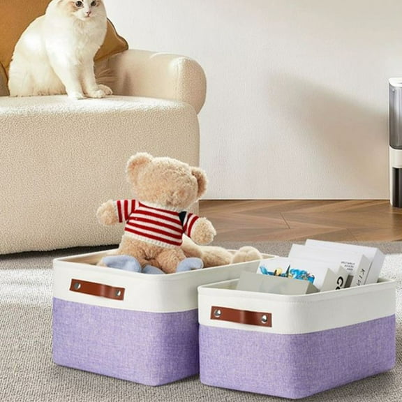 Large Fabric Storage Box Foldable Closet Organizer for Clothes,Toys & Snacks 20x20x15cm Purple Wardrobe Storage Bin Thickened Cloth Household Organizer Space-Saving