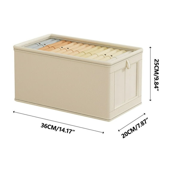 Large Fabric Storage Box With Lid And View Window For Home Organization Beige