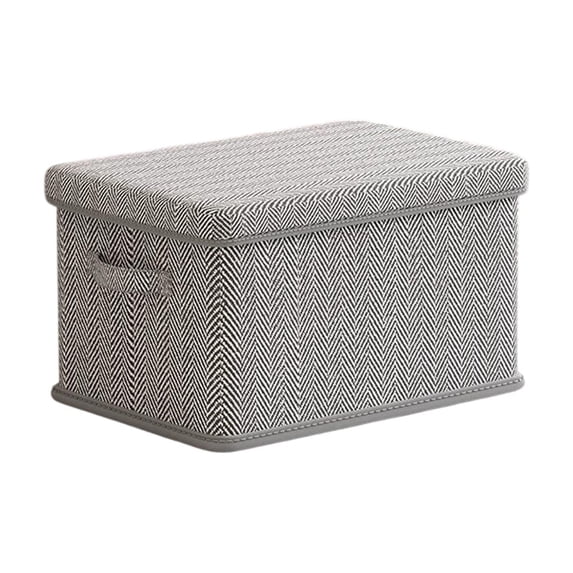 Large Fabric Storage Box with Lid - Foldable Clothes Organizer Basket for Wardrobe, Stackable 36x25x20cm