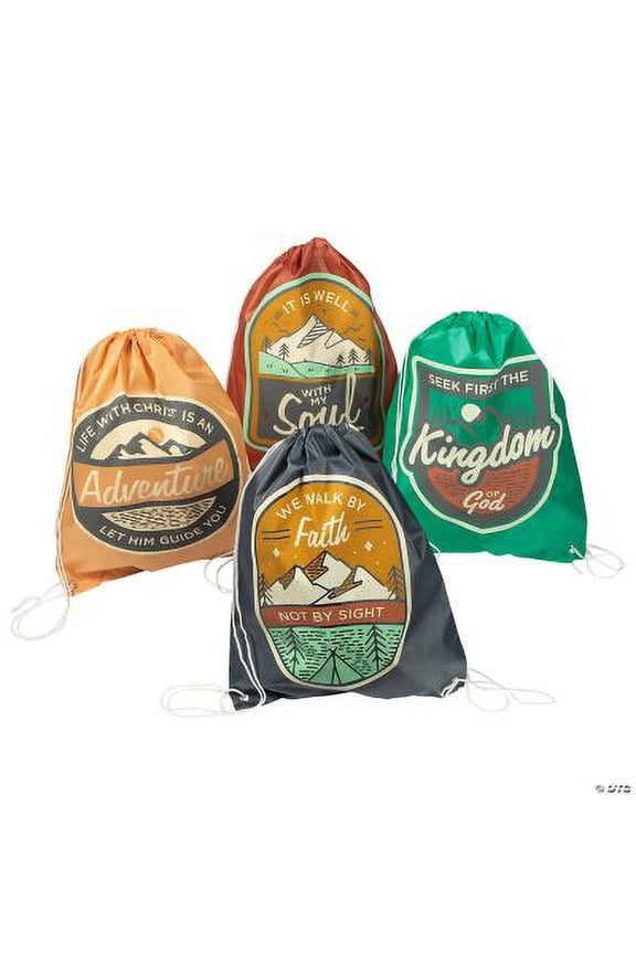 Large Faith Adventure Drawstring Bags, Birthday, Apparel Accessories, 12 Pieces