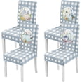 thumbnail image 1 of Large Fall Blue Dining Room Chair Cover Set of 4, Stretch Spandex Parsons Chair Cover, Farmhouse Thanksgiving Buffalo Plaid Decorations Kitchen Chair Seat Cover Protector (Blue Pumpkin, 4 Pack), 1 of 6