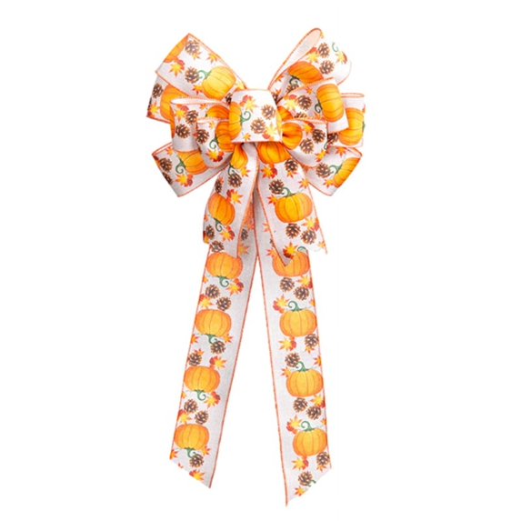 Large Fall Bows for Wreath, Thanksgiving Pumpkins Wreath Bows White Black Buffalo Plaid Bow Orange Burlap Bows Autumn Tree Topper Bows for Front Door Wall Fall Thanksgiving Party Decoration Supplies