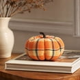 thumbnail image 1 of Large Fall Fabric Pumpkins Decor, Buffalo Plaid Fall Farmhouse Table Centerpieces Decorative,1PCS Fabric Pumpkin for Halloween Mantel Porch Autumn Harvest Display, 1 of 7