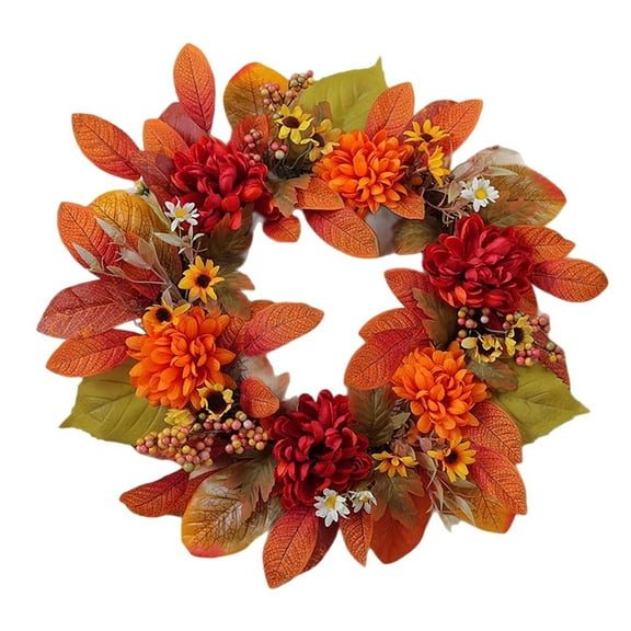 Large Fall Wreath for Front Door 19.6 Inch, Autumn Wreath with Sunflowers, Peonies, Maple Leaves and Pumpkins, Farmhouse Thanksgiving Halloween Decor for Porch & Indoor Wall