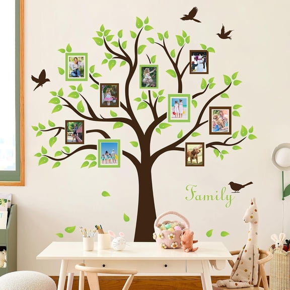 Large Family Tree Wall Decor - Picture Frame Collage Wall Stickers Decor Family Photos Wall Peel and Stick for Classroom Living Room 62 x 61 inch RW-3991 (01-Tree)