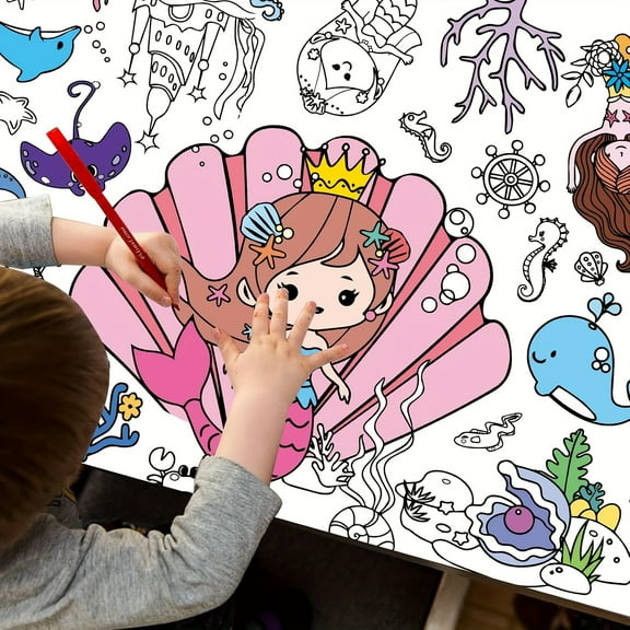 Large Farm-Themed Coloring Poster for Youngsters - Educational & Fun Activity Tablecloth with Vibrant Illustrations of Animals, Barns, and Vegetables - Perfect for Home School Party Decorations