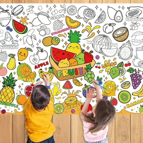 Large Farm-Themed Coloring Poster for Youngsters - Educational & Fun Activity Tablecloth with Vibrant Illustrations of Animals, Barns, and Vegetables - Perfect for Home School Party Decorations