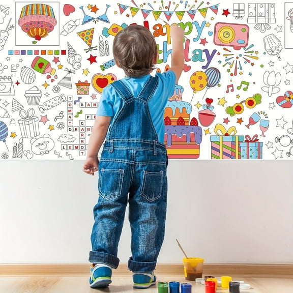 Large Farm-Themed Coloring Poster for Youngsters - Educational & Fun Activity Tablecloth with Vibrant Illustrations of Animals, Barns, and Vegetables - Perfect for Home School Party Decorations