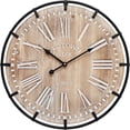 thumbnail image 1 of MODE HOME 24 inch Farmhouse Rustic Wall Clock, Silent Battery Operated with Metal Circle and Engraved Numerals, 1 of 6