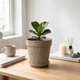 thumbnail image 1 of Large Faux Ceramic Embossed Planter with Sturdy Plastic Construction and Removable Tray, Modern Plant Pot for Flowers, Greenery, and Home Garden Decoration., 1 of 6