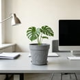 thumbnail image 1 of Large Faux Ceramic Embossed Planter with Sturdy Plastic Construction and Removable Tray, Modern Plant Pot for Flowers, Greenery, and Home Garden Decoration., 1 of 6