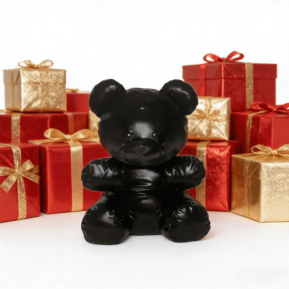 Large Faux Leather Gummy Bear Plush Doll 16" Collectible Stuffed Bear Toy Ideal Collectible Gift for Fan